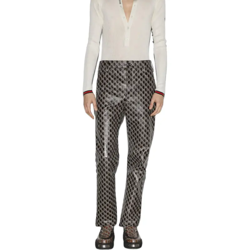 GUCCI Leather Pants Men's Brown-2