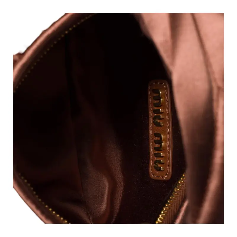 MIU MIU Wander Series Silk One Shoulder Handbag Mini Women's Cocoa Brown-4