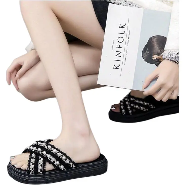 ALPLUME Home Slippers Black Ecru-4