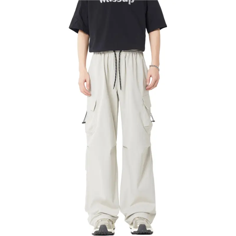 Warrior Ride The Wind Collection Open Ended Smile Collection Casual Pants Unisex Greige-2