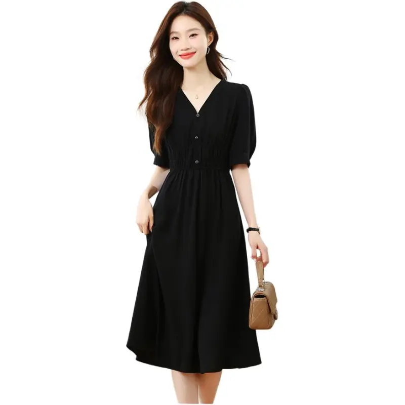 MM Short Sleeved Dress Women's Black-1