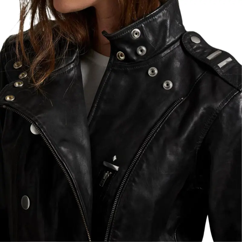 Polo Ralph Lauren Leather Jacket Women's Black-6