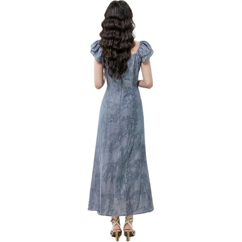 / Short Sleeved Dresses Women's Light Blue-1