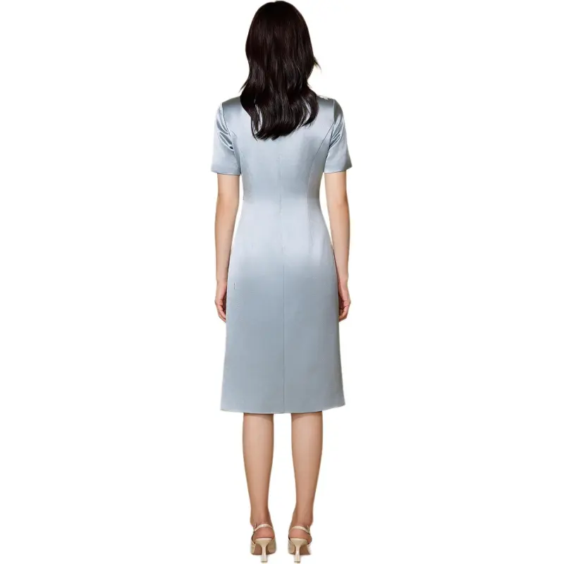 BBLLUUEE Short Sleeved Dress Women's Light Aqua Blue-1
