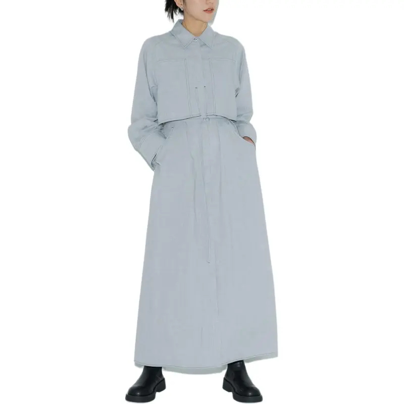 PUBLIC TOKYO SS25 Long Sleeved Dress Women's Light Gray-1