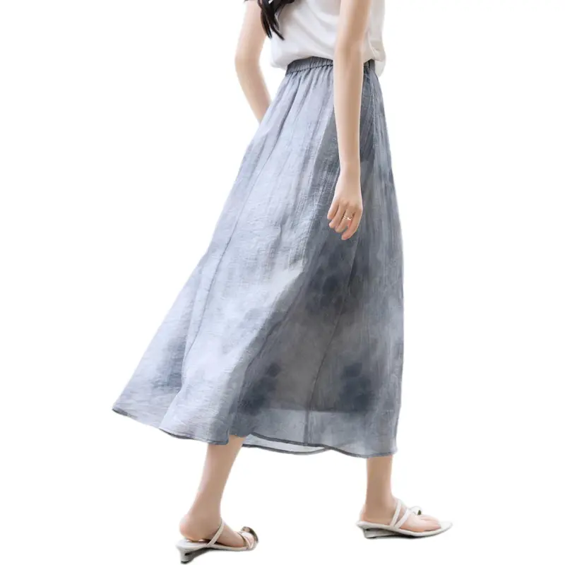 XWI Casual Long Skirts Women's Gradient Purple-1