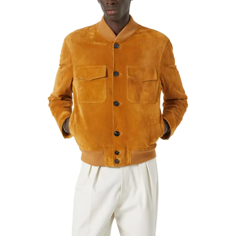 Loro Piana Leather Jacket Men's Yellow-2