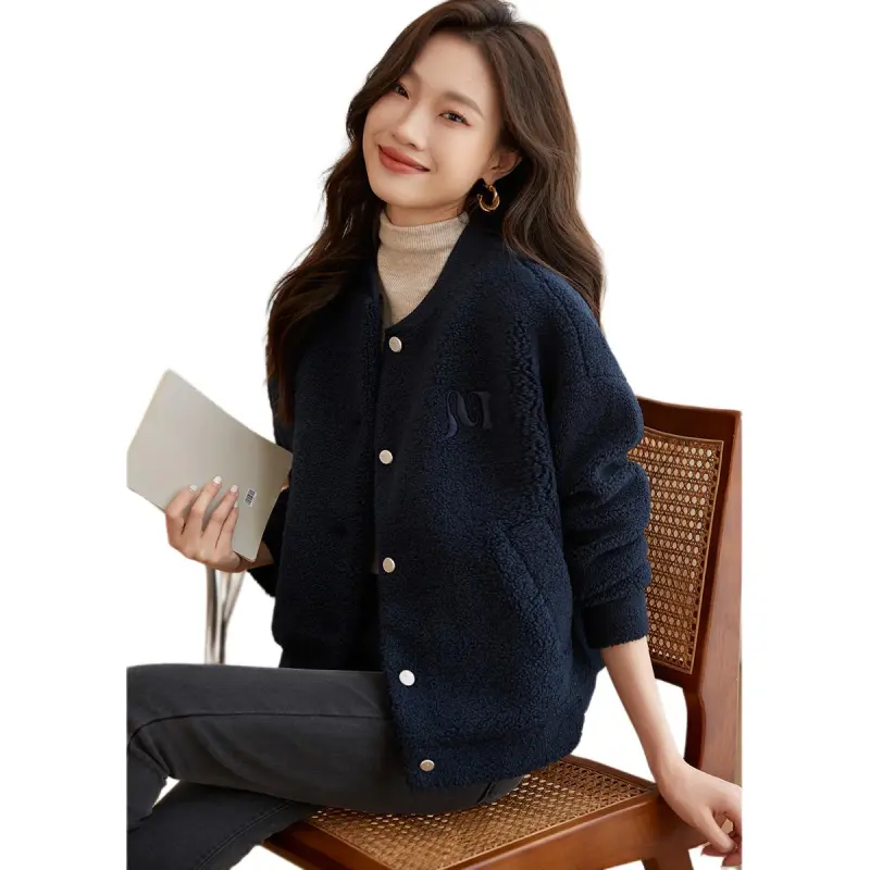 Mo Han Yi Mei Jackets Coats Women's Navy Blue-4