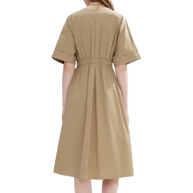 DKNY Short Sleeved Dress Women's Light Camel-1
