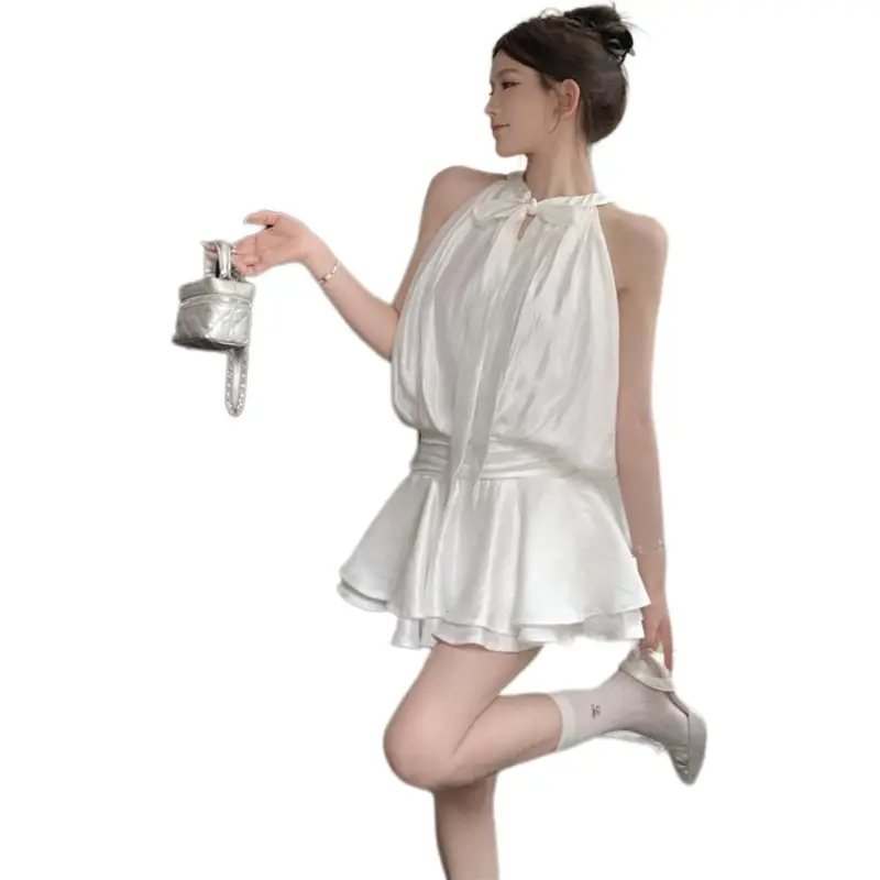 Mu Xiao Xin Sleeveless Dress Women's White-4