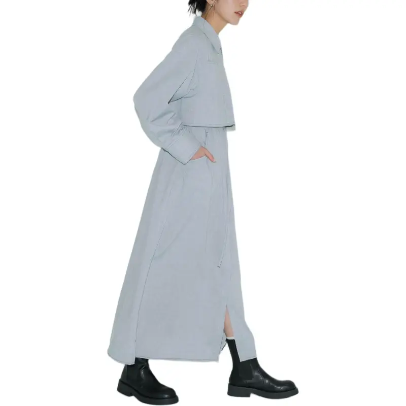 PUBLIC TOKYO SS25 Long Sleeved Dress Women's Light Gray-3