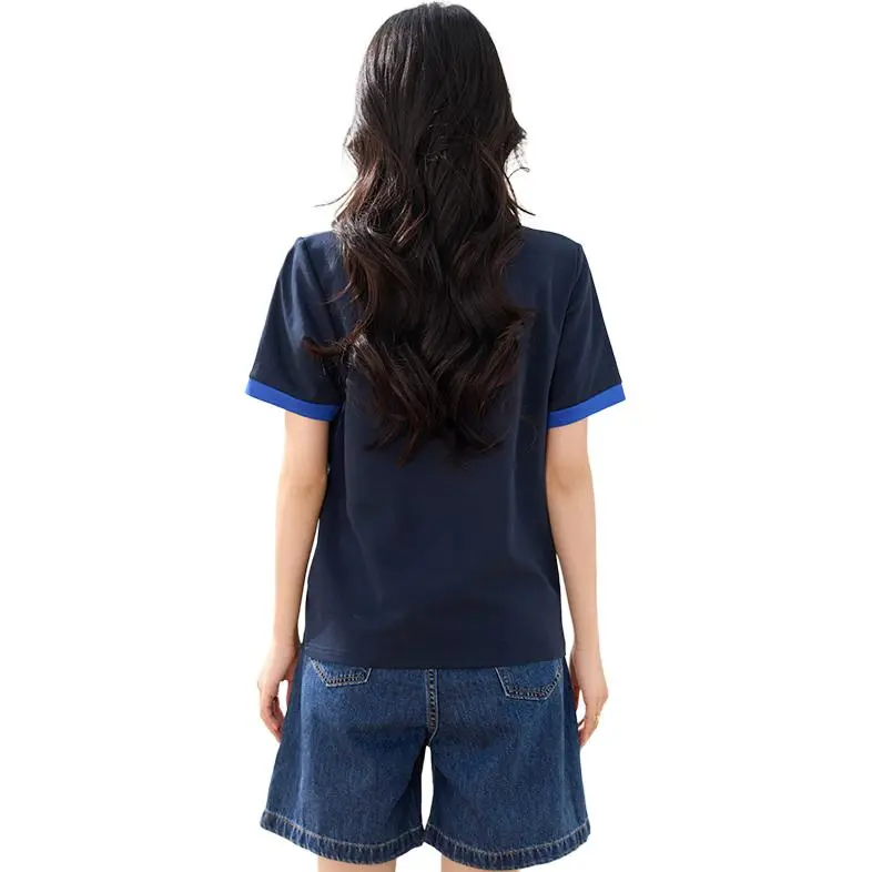La Chapelle Regular T Shirt Women's Navy Blue-3