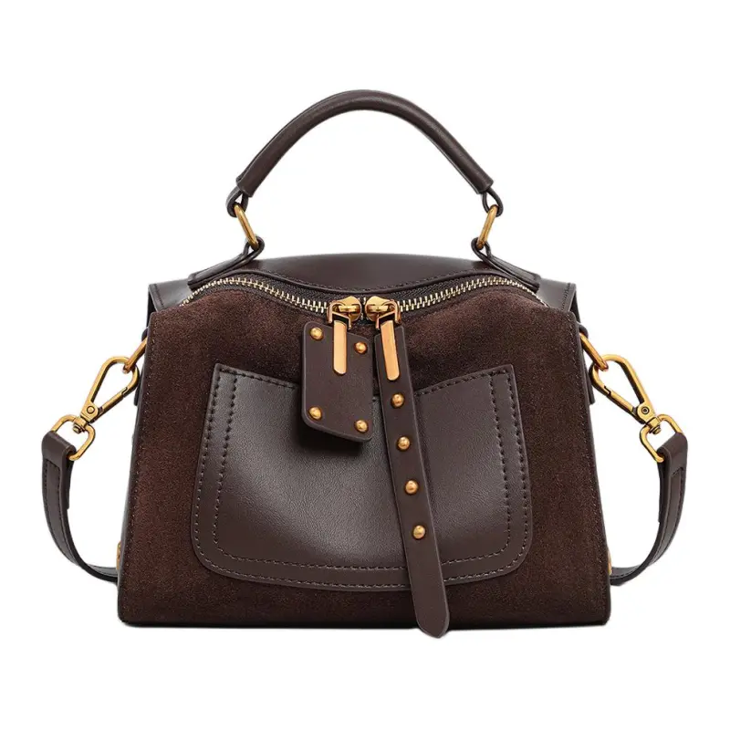 MILLIE'S Cow Leather Shoulder Bag, Crossbody Bag, Handbag Women's Coffee-3