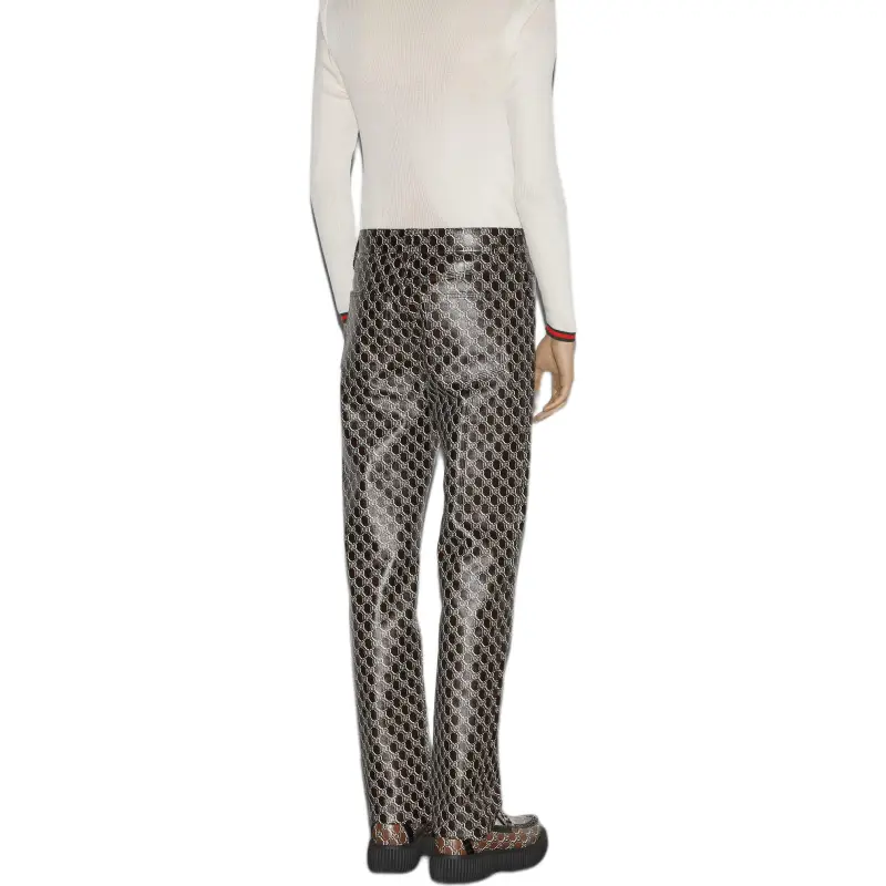 GUCCI Leather Pants Men's Brown-3