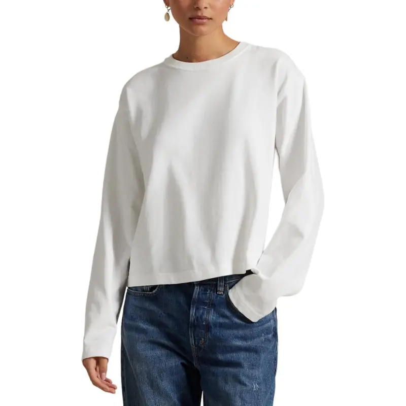 Polo Ralph Lauren Drop Shoulder Sleeve T Shirt Women's White-3