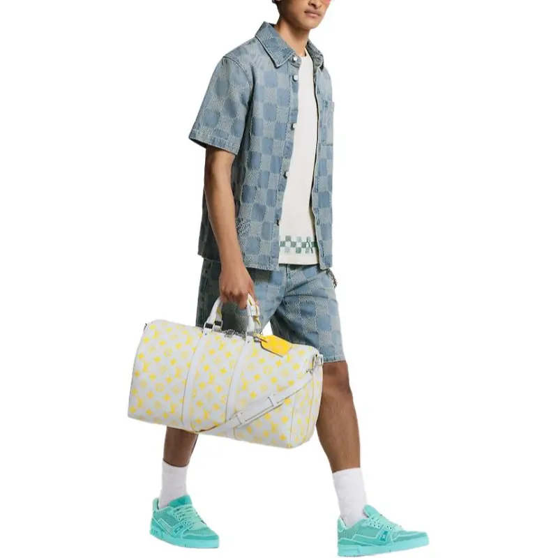 LOUIS VUITTON Damier 3D Light Denim Short Sleeved Shirt-3