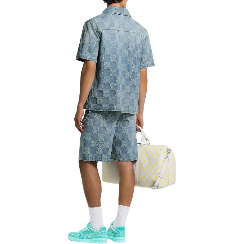 LOUIS VUITTON Damier 3D Light Denim Short Sleeved Shirt-2