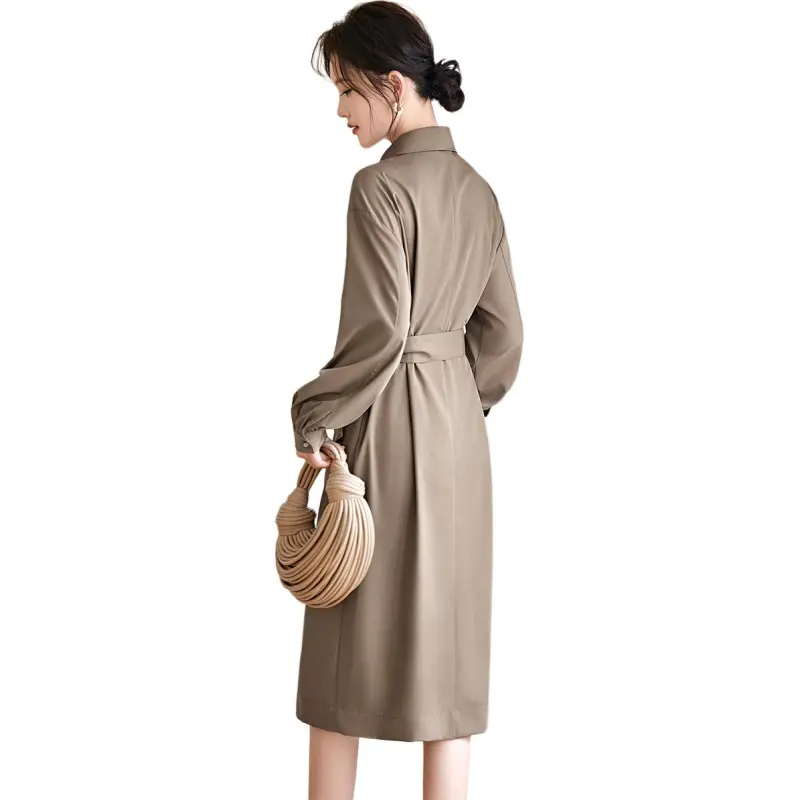 XWI Long Sleeved Dress Women's Milk Tea Coffee-1