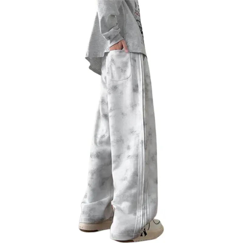 CORNILOT Casual Pants Unisex Gray White-1