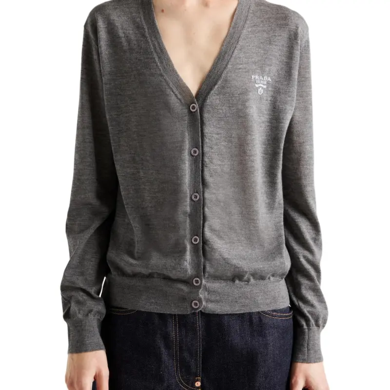 PRADA SS25 Cashmere Sweater Women's Gray-4