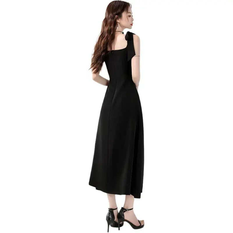 Mu Xiao Xin Slip Dresses Women's Black-1