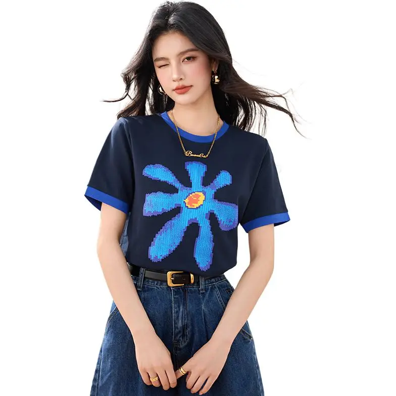 La Chapelle Regular T Shirt Women's Navy Blue-1