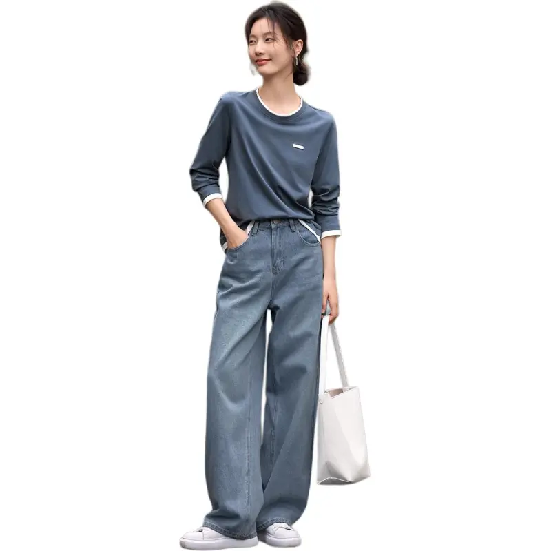 XWI T Shirt Women's Gray Blue Color Blocking White-3