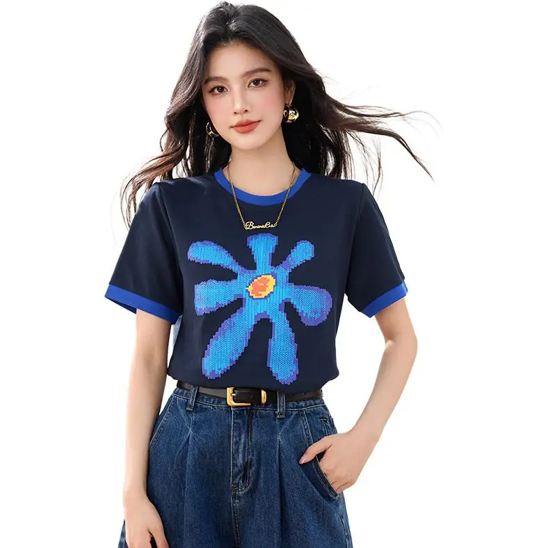 La Chapelle Regular T Shirt Women's Navy Blue-2