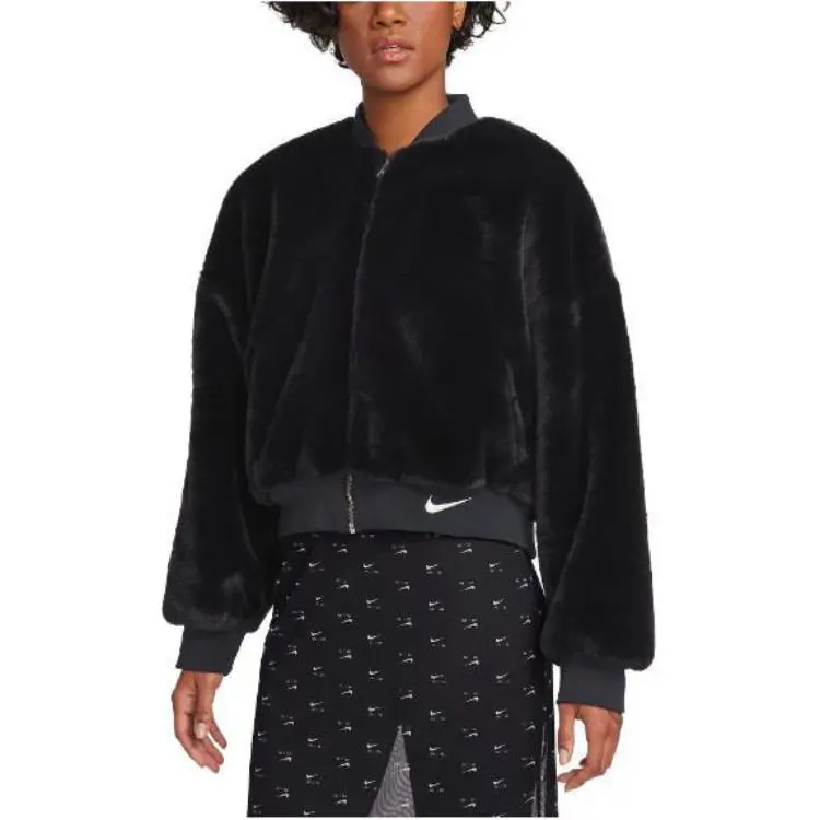 Nike Chamarra Bomber De Piel Sintética Reversible Para Mujer Jacket Women's Black-1