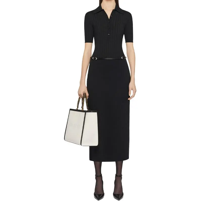Givenchy Voyou Belt Long Polo Dress 'Black'-1