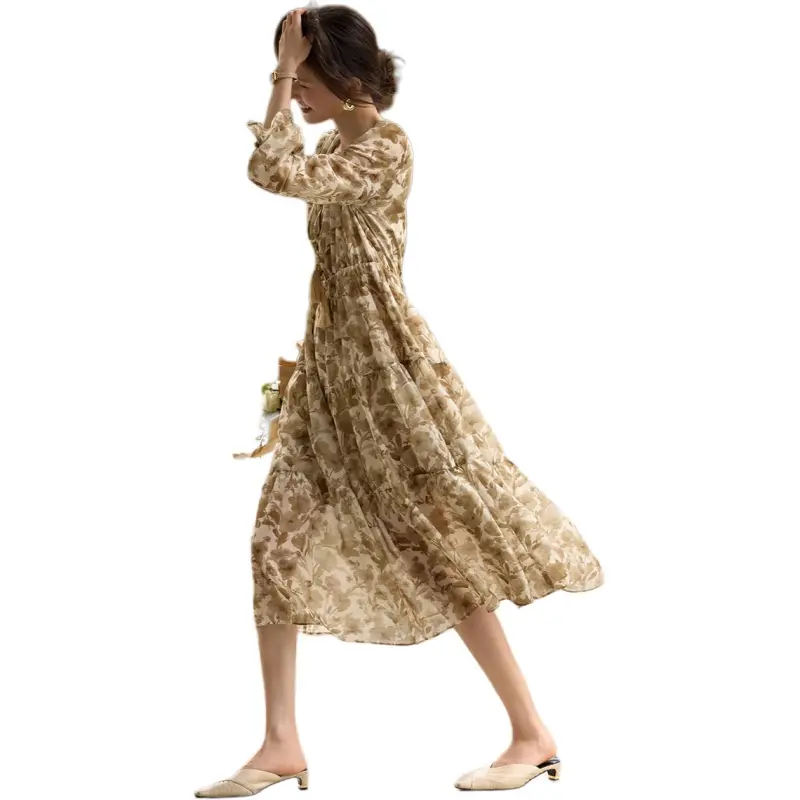 XWI Long Sleeved Dresses Women's Beige-2