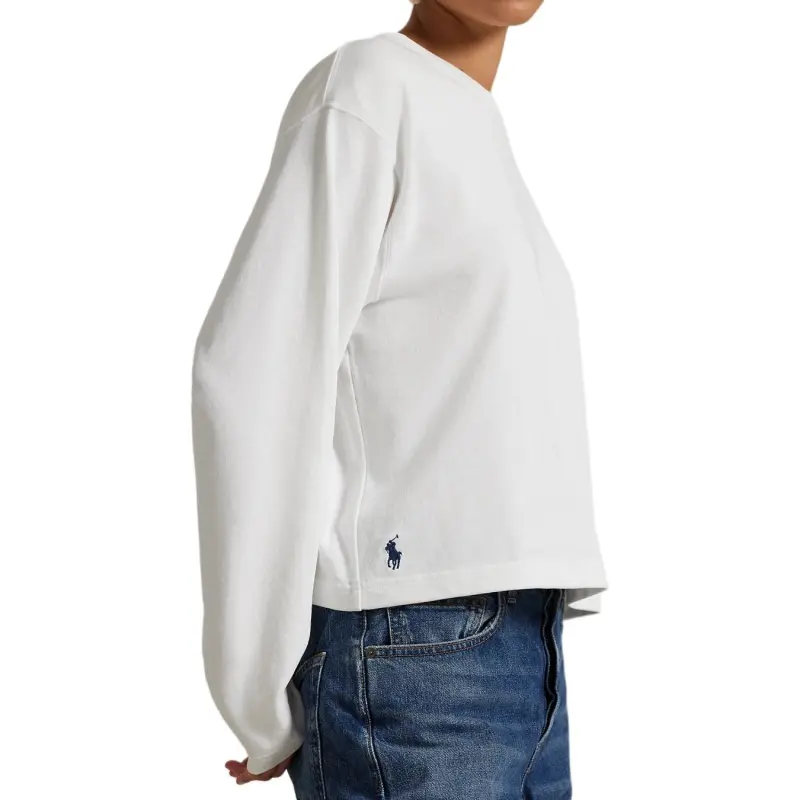 Polo Ralph Lauren Drop Shoulder Sleeve T Shirt Women's White-4