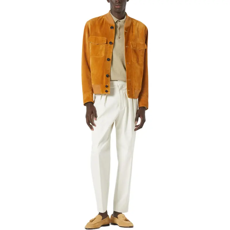 Loro Piana Leather Jacket Men's Yellow-3