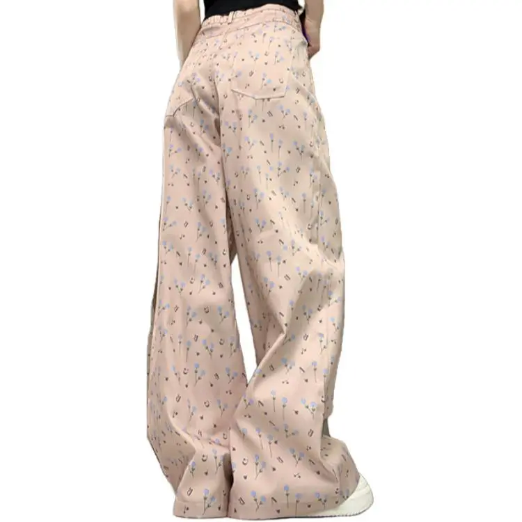 GOSO Casual Pants Women's Blue, Floral-1