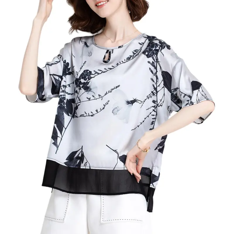JINJU T Shirts Women's Silver-3