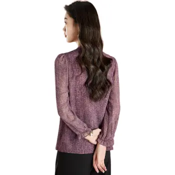 Mylan Spring, Fall Chiffon Shirt Women's Purple Flower