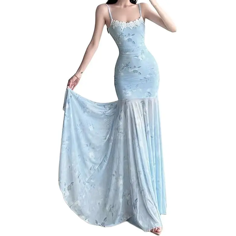 Flowers In Water Slip Dress Women's-2