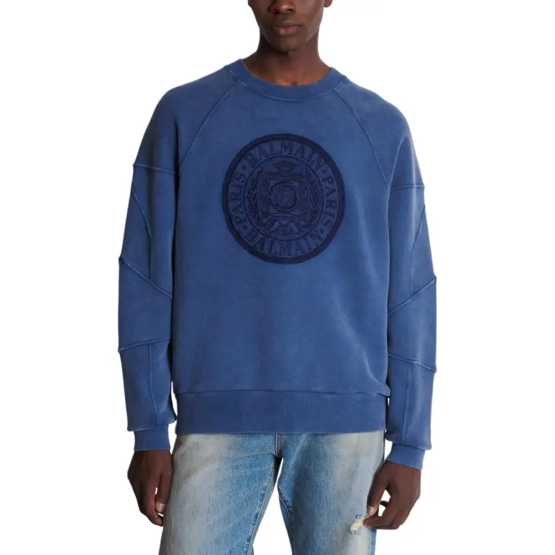 BALMAIN Coin Embroidery Ribbed Sweatshirt-3