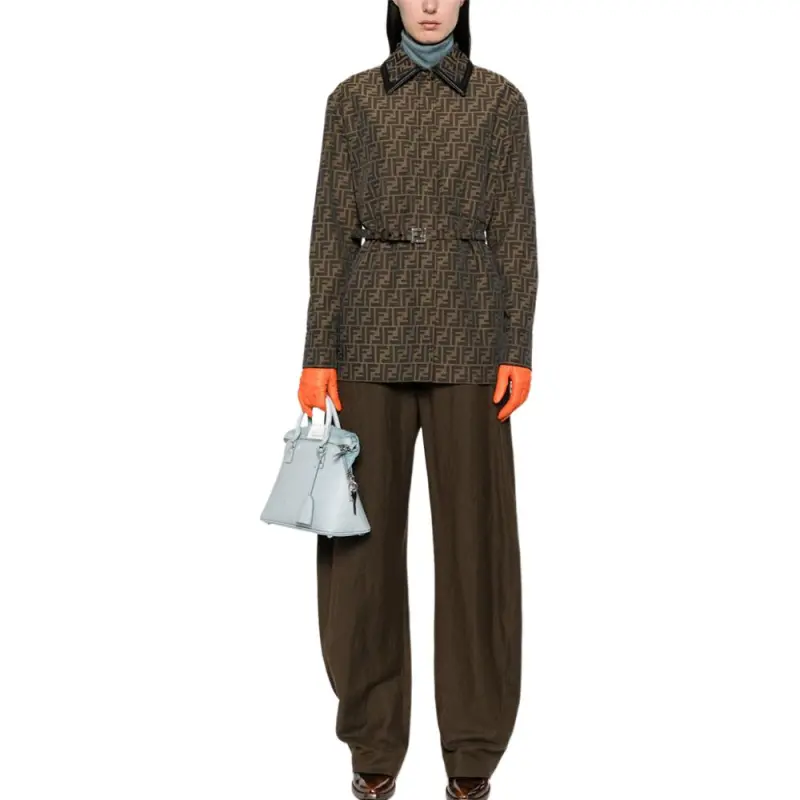FENDI Ff Jacquard Belted Waist Jacket-2