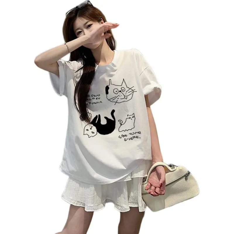 Mu Xiao Xin Drop Shoulder Sleeve T Shirt Women's-2
