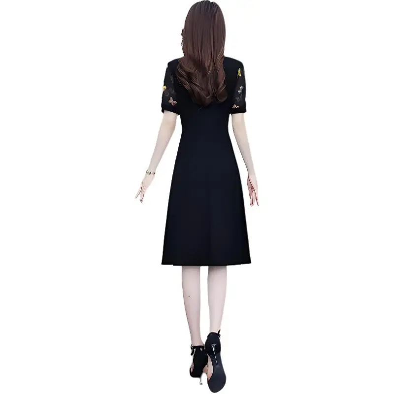 Flowers In Water Short Sleeved Dress Women's-1