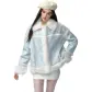 Light Blue Brooch Shearling Style