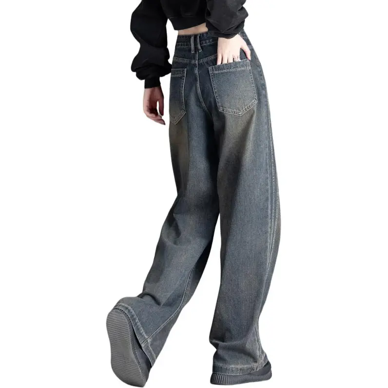 You Cow Me Pants Jeans Women's Nostalgic Blue-6