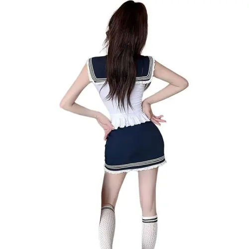 DGMZ Uniforms Women's Shirt Bow Tie Short Skirt Clothing Sets