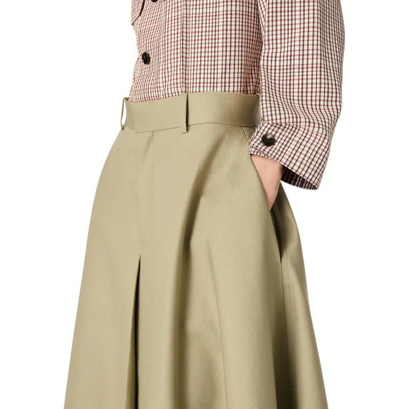 Bottega Veneta Pleated Midi Skirt 'Travertine'-3