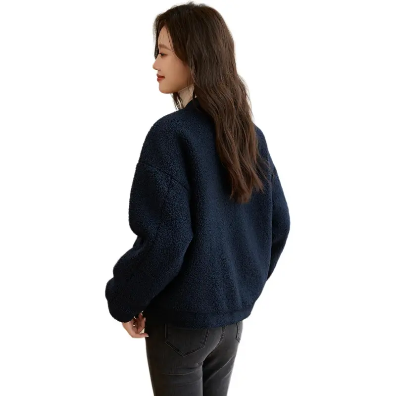 Mo Han Yi Mei Jackets Coats Women's Navy Blue-5