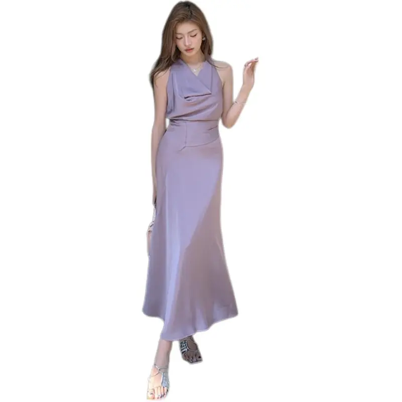 Mu Xiao Xin Slip Dresses Women's Purple-2