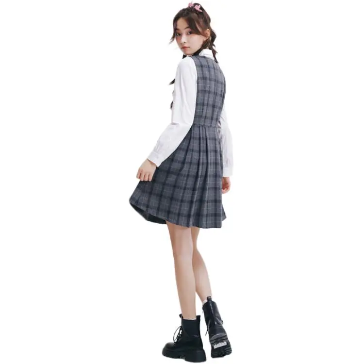 ZIHAN Sleeveless Dress Women's Gray Plaid-5