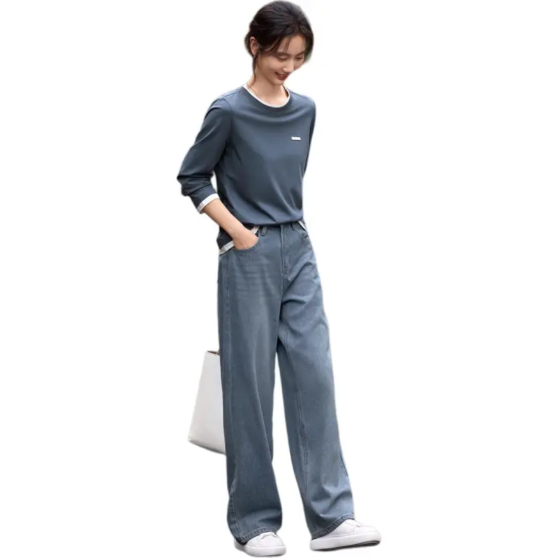 XWI T Shirt Women's Gray Blue Color Blocking White-4