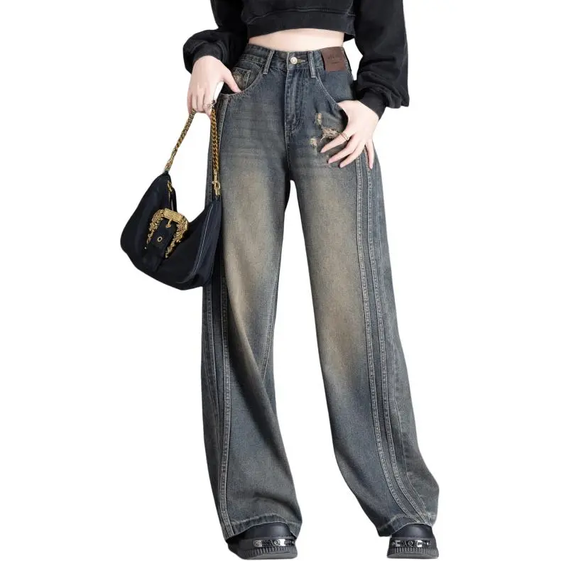 You Cow Me Pants Jeans Women's Nostalgic Blue-2